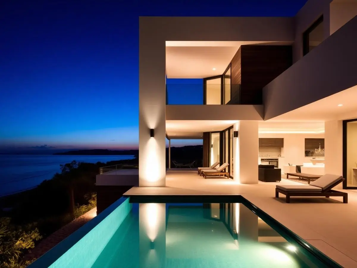Algarve villa exterior at twilight