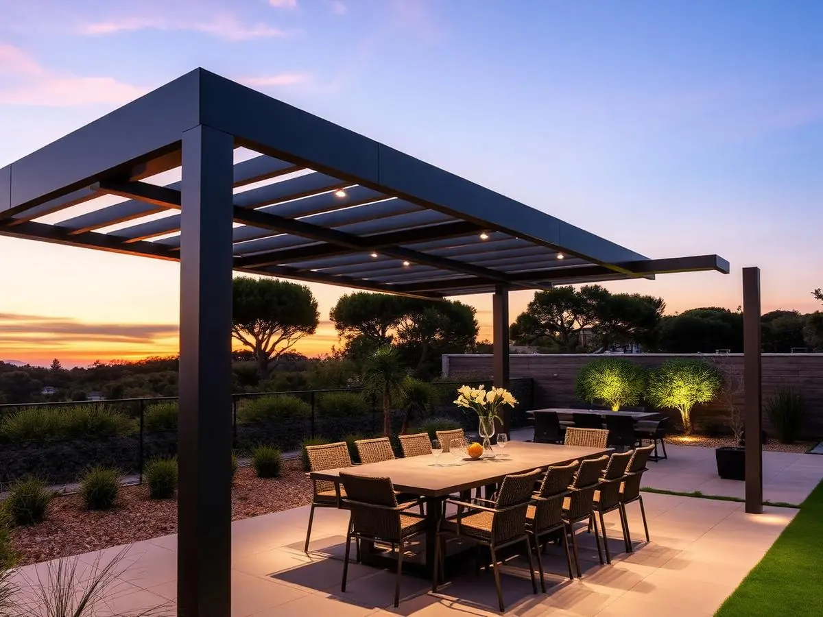 Aluminium pergola dining area