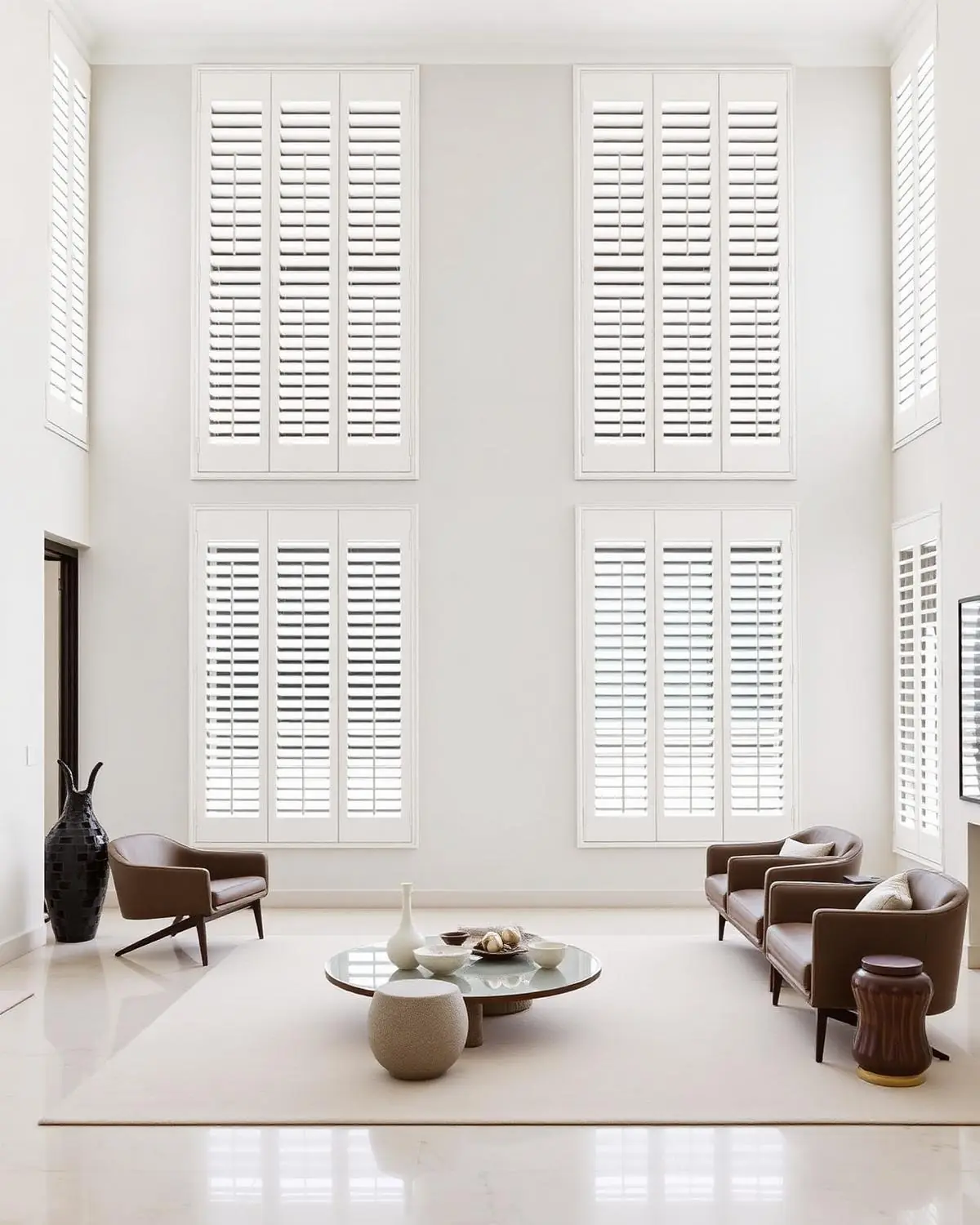 Minimalist living room with shutters